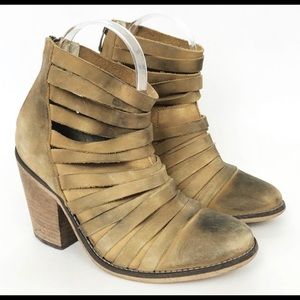 Free People Boots Hybrid Tan Leather Strappy Sz 37
